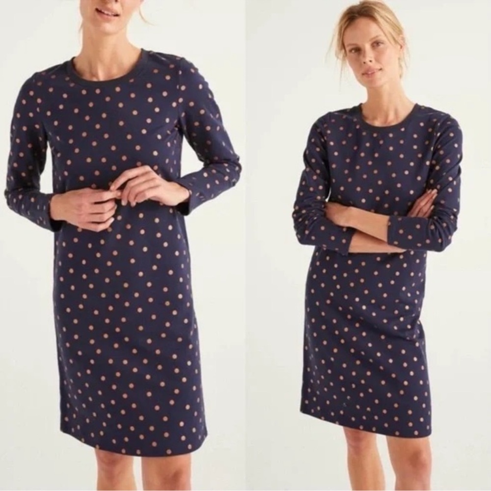 EUC Boden Navy Polka Dot sweatshirt Dress